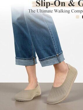 Lediney Women's Wide Toe Ballet Flats - Size 7 - Beige